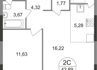 Продается двухкомнатная квартира, 42.9 м2, Московская область, жилой квартал Новоград Павлино, к6