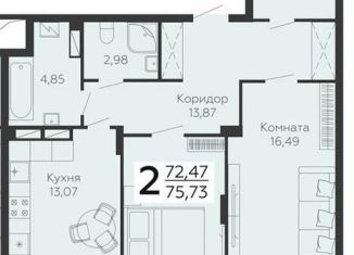 Продается двухкомнатная квартира, 75.7 м2, Воронеж