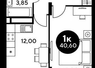 Однокомнатная квартира на продажу, 41.5 м2, Ростов-на-Дону, бульвар Платова, 12, Железнодорожный район