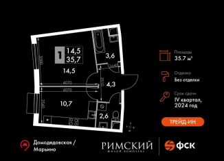 Продается 1-комнатная квартира, 35.7 м2, Московская область