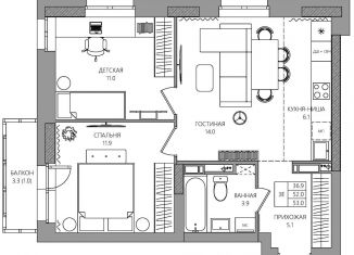 Продается 3-комнатная квартира, 53 м2, Пермь, улица Капитана Гастелло, 15