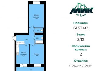 Продается 2-ком. квартира, 61.5 м2, Мордовия, улица Филатова, 15