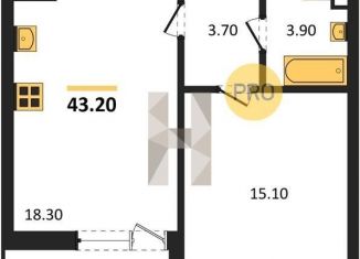 Продам 1-ком. квартиру, 43.2 м2, Воронеж, Железнодорожный район, улица Фёдора Тютчева, 105