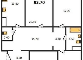 Продаю трехкомнатную квартиру, 93.7 м2, Воронеж, улица Артамонова, 34Ж, ЖК Волна-1