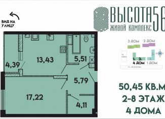 Продаю однокомнатную квартиру, 50.5 м2, Калининград, Солдатская улица, 9к4