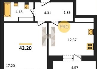 Продаю 1-ком. квартиру, 42.2 м2, Воронежская область