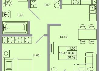 Продаю 1-ком. квартиру, 34.4 м2, Ленинградская область