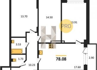 Продаю трехкомнатную квартиру, 78.1 м2, Воронеж, Средне-Московская улица, 60