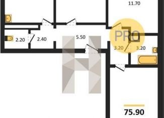 Продам 3-ком. квартиру, 75.9 м2, Воронеж, Левобережный район, улица Шидловского, 28