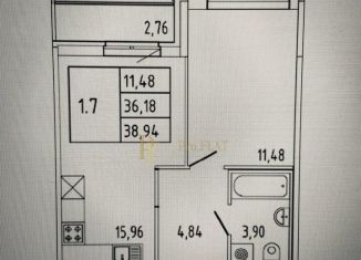 Продается однокомнатная квартира, 38.9 м2, посёлок Парголово, Михайловская дорога, 16к3