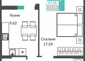 Продам однокомнатную квартиру, 37.4 м2, Крым