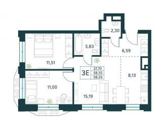 3-комнатная квартира на продажу, 58.6 м2, Москва, Рязанский район