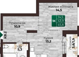 Продам 1-комнатную квартиру, 45.8 м2, Барнаул, Центральный район, 6-я Нагорная улица, 15Г/12