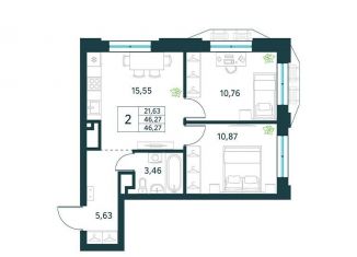 Продам 2-комнатную квартиру, 46.3 м2, Москва, метро Окская