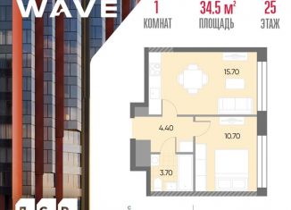 Продается однокомнатная квартира, 34.5 м2, Москва, станция Москворечье