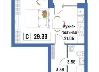 Квартира на продажу студия, 29.3 м2, Ленинградская область