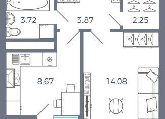 Продаю 1-комнатную квартиру, 35.4 м2, поселок Придорожный