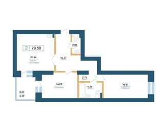 Продается 2-ком. квартира, 79.5 м2, Красноярск