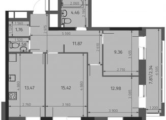 Продам трехкомнатную квартиру, 73.2 м2, Казань, Советский район