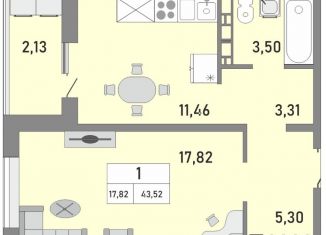 Продажа однокомнатной квартиры, 43.5 м2, Оренбург, улица Юркина, 2, Промышленный район