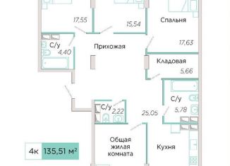 4-комнатная квартира на продажу, 135.5 м2, Самарская область