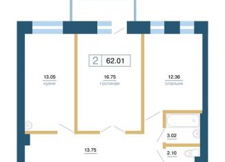 Продается 2-комнатная квартира, 62 м2, Красноярск