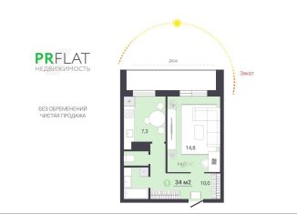 Продается 1-ком. квартира, 34 м2, Екатеринбург, метро Ботаническая, Симферопольская улица, 40