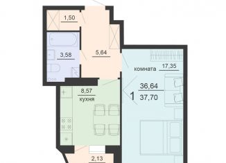 1-ком. квартира на продажу, 37.7 м2, Воронеж