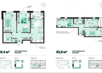 Продам 2-ком. квартиру, 60.3 м2, Краснодар