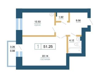 Продаю 1-комнатную квартиру, 51.3 м2, Красноярский край