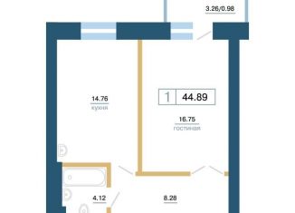 Продаю 1-комнатную квартиру, 44.9 м2, Красноярск