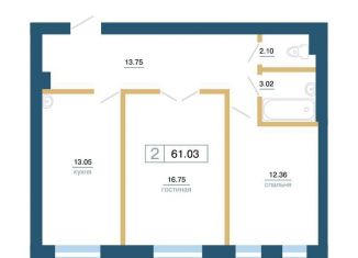 Продается 2-ком. квартира, 61 м2, Красноярск, ЖК Новоостровский