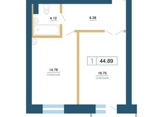 Продам 1-комнатную квартиру, 44.9 м2, Красноярск, ЖК Новоостровский