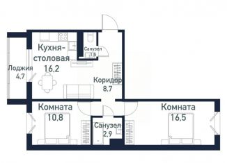 2-комнатная квартира на продажу, 55.9 м2, посёлок Пригородный, Ласковая улица, 26