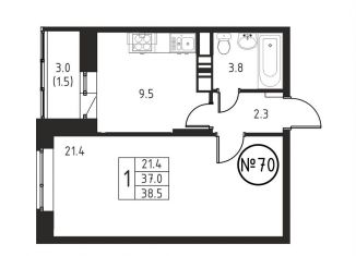 Продажа 1-комнатной квартиры, 38.5 м2, Московская область