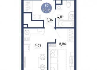 Однокомнатная квартира на продажу, 28.2 м2, село Дядьково