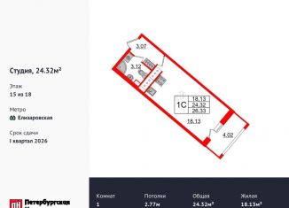 Квартира на продажу студия, 24.3 м2, Санкт-Петербург, муниципальный округ Невский