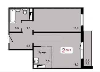 Продажа 2-ком. квартиры, 56.3 м2, Красноярск, Кировский район