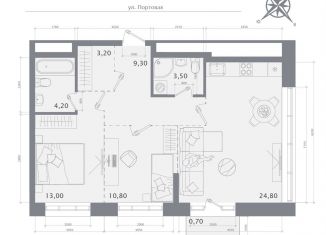 Продам 2-ком. квартиру, 69.5 м2, Казань