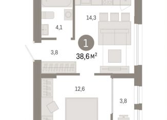 Продажа 1-ком. квартиры, 38.6 м2, Тюменская область