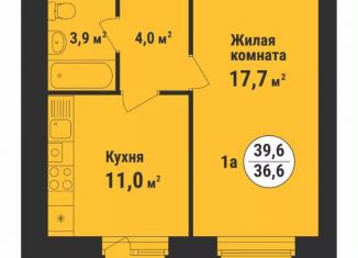 Продажа однокомнатной квартиры, 39.6 м2, Тамбов, Запрудный проезд, 8