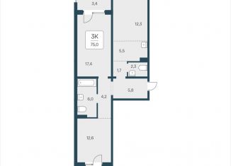 Продается 3-комнатная квартира, 75 м2, Новосибирск, Кировский район