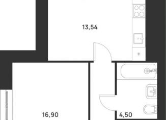 Однокомнатная квартира на продажу, 50.3 м2, деревня Нижняя Китаевка