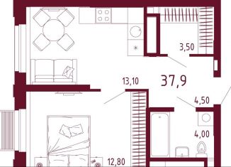 Продажа однокомнатной квартиры, 38.2 м2, Екатеринбург, ЖК Парк Столиц, улица Айвазовского, 52