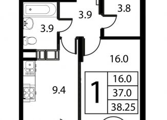 Продается однокомнатная квартира, 38.3 м2, Московская область