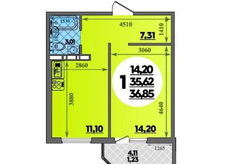 Продажа однокомнатной квартиры, 36.9 м2, Ростов-на-Дону, улица Дмитрия Петрова, 12, ЖК Суворовский