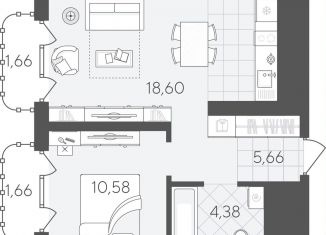 Продается однокомнатная квартира, 42.5 м2, Тюмень, Калининский округ, улица Вадима Бованенко, 11