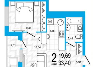 Продам 2-ком. квартиру, 33.4 м2, Республика Башкортостан, улица Евгения Столярова, 1