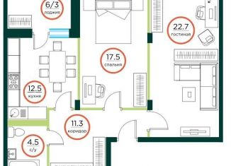 Продаю двухкомнатную квартиру, 72 м2, посёлок Солонцы, посёлок Солонцы, 1