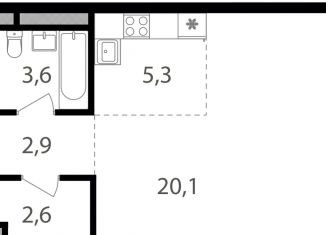 Продажа квартиры студии, 34.5 м2, Москва, метро Семеновская